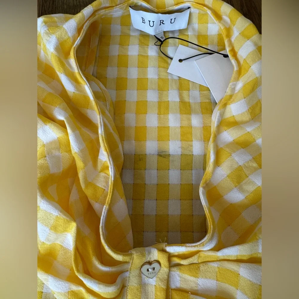 💛🌼 Buru Gingham Midi Dress – XS | NWT | Vintage Charm 🌼💛 - Picture 16 of 16